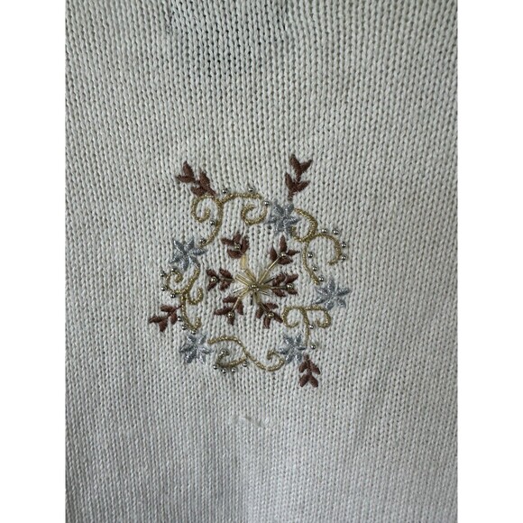 Designers Studio Originals Vintage Christmas Holiday Embroidered Beaded Cardigan - Picture 5 of 9